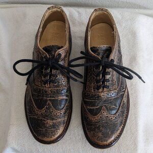 NWOT LITA Bed Stu Wing-tipped Oxford - Black Brown Leather Womens Size 6 / 6.5